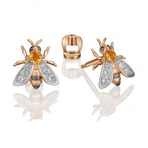 Золотые серьги Platina с топазом и цитрином 02-4683-00-282-1110-57 фото