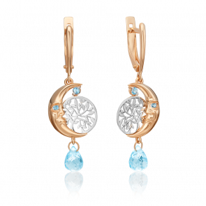 Серьги из комбинированного золота Platina с топазом 02-4688-00-201-1111-75 фото