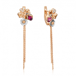 Серьги из комбинированного золота Platina с топазом, гранатом и эмалью 02-4690-00-264-1111-76 фото