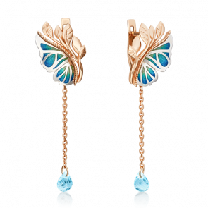 Серьги из комбинированного золота Platina с витражной эмалью и топазом 02-4694-00-201-1111-75 фото