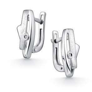 Серебряные серьги АЛЬКОР с бриллиантом 02-4694/000Б-00 фото