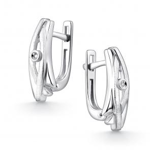 Серебряные серьги АЛЬКОР с бриллиантом 02-4696/000Б-00 фото