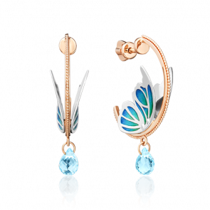 Серьги из комбинированного золота Platina с топазом и эмалью 02-4700-00-201-1111-75 фото