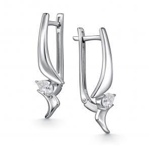 Серебряные серьги АЛЬКОР с горным хрусталём 02-4700/00ГХ-00 фото