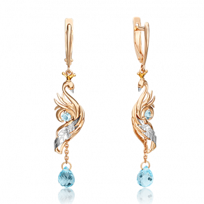 Серьги из комбинированного золота Platina с топазом 02-4703-00-201-1111-76 фото