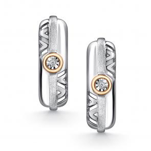 Серебряные серьги АЛЬКОР с золотой накладкой и бриллиантом 02-4707/000Б-00 фото