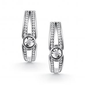 Серебряные серьги АЛЬКОР с бриллиантом 02-4712/000Б-00 фото