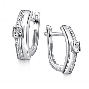 Серебряные серьги АЛЬКОР с бриллиантом 02-4714/000Б-00 фото