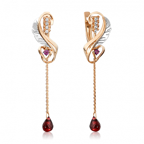 Серьги из комбинированного золота Platina с топазом и гранатом 02-4716-00-264-1111-76 фото