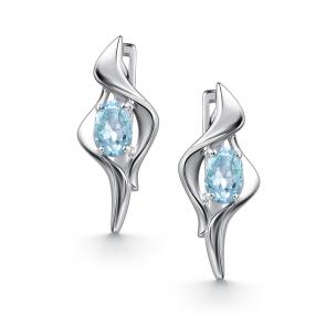 Серебряные серьги АЛЬКОР с топазом 02-4724/00ТБ-00 фото