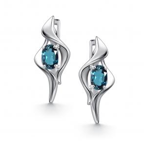 Серебряные серьги АЛЬКОР с Лондон топазом 02-4724/00ТЛ-00 фото