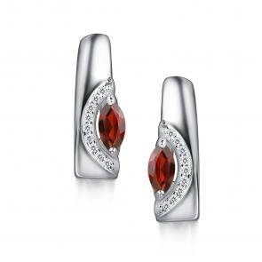 Серебряные серьги АЛЬКОР с фианитом и гранатом 02-4725/00ГР-00 фото