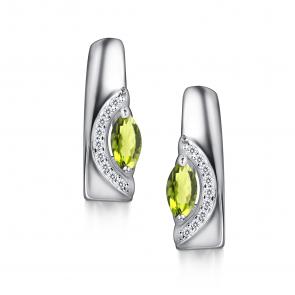 Серебряные серьги АЛЬКОР с фианитом и хризолитом 02-4725/00ХР-00 фото