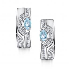 Серебряные серьги АЛЬКОР с топазом и фианитом 02-4726/00ТБ-00 фото