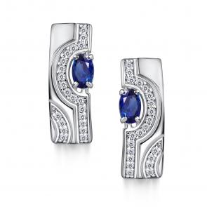 Серебряные серьги АЛЬКОР с фианитом и гидротермальным сапфиром 02-4726/0ГТС-00 фото