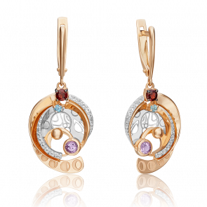 Серьги из комбинированного золота Platina с топазом, аметистом и гранатом 02-4730-00-712-1111-76 фото