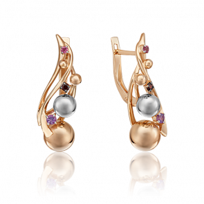 Серьги из комбинированного золота Platina с аметистом и гранатом 02-4733-00-257-1111-76 фото