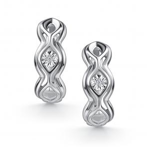 Серебряные серьги АЛЬКОР с бриллиантом 02-4733/000Б-00 фото