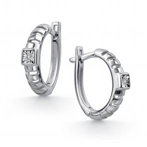 Серебряные серьги АЛЬКОР с бриллиантом 02-4734/000Б-00 фото