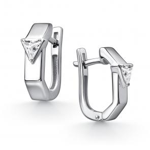 Серебряные серьги АЛЬКОР с фианитом 02-4756/00КЦ-00 фото