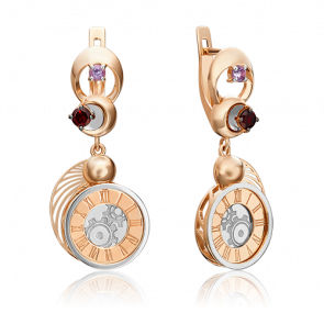 Серьги из комбинированного золота Platina с аметистом и гранатом 02-4759-00-257-1111-76 фото