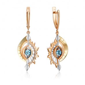 Серьги из комбинированного золота Platina с топазом 02-4760-00-201-1140-76 фото