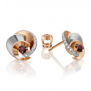 Серьги из комбинированного золота Platina с топазом и гранатом 02-4761-00-264-1111-75 фото