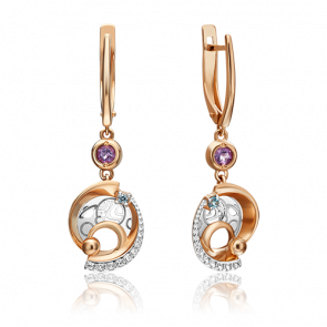 Серьги из комбинированного золота Platina с топазом и аметистом 02-4762-00-225-1111-75 фото