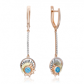 Серьги из комбинированного золота Platina с топазом 02-4774-00-201-1140-75 фото