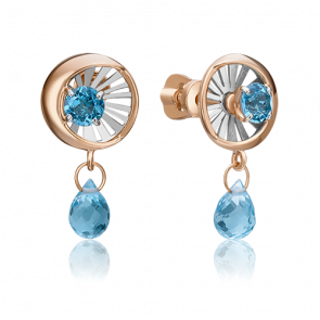 Серьги из комбинированного золота Platina с топазом 02-4775-00-201-1111-75 фото