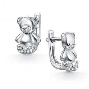 Серебряные серьги АЛЬКОР с фианитом 02-4781/00КЦ-00 фото