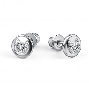 Серебряные серьги АЛЬКОР с фианитом 02-4782/00КЦ-00 фото