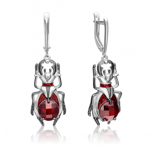 Серебряные серьги Platina с фианитом и эмалью 02-4784-00-404-0200-68 фото