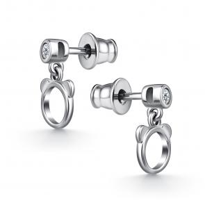 Серебряные серьги АЛЬКОР с фианитом 02-4788/00КЦ-00 фото