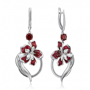 Серебряные серьги Platina с гранатом и эмалью 02-4789-00-204-0200-69 фото