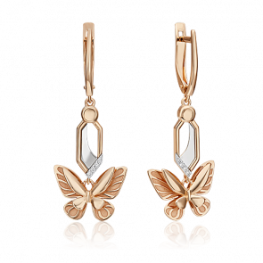 Серьги из комбинированного золота Platina с бриллиантом 02-4812-00-101-1111 фото