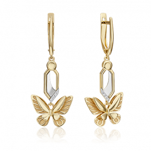 Серьги из комбинированного золота Platina с бриллиантом 02-4812-00-101-1121 фото