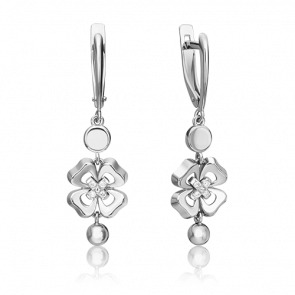 Серьги из белого золота Platina с бриллиантом 02-4815-00-101-1120 фото