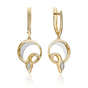 Серьги из комбинированного золота Platina с бриллиантом 02-4817-00-101-1121 фото