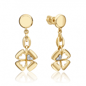 Серьги из комбинированного золота Platina с бриллиантом 02-4820-00-101-1121 фото