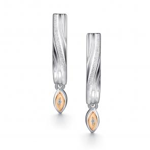 Серебряные серьги АЛЬКОР с золотой накладкой и бриллиантом 02-4836/000Б-00 фото