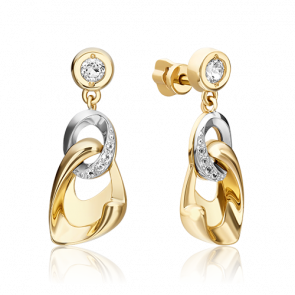 Серьги из комбинированного золота Platina с топазом 02-4845-00-201-1121 фото