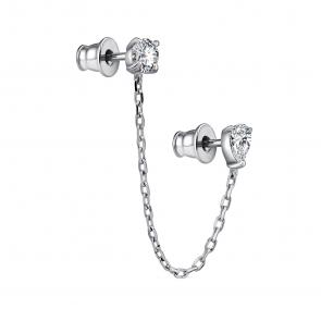 Одиночная серьга из серебра АЛЬКОР с фианитом 02-4845/00КЦ-00 фото