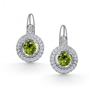 Серебряные серьги АЛЬКОР с фианитом и хризолитом 02-4847/00ХР-00 фото