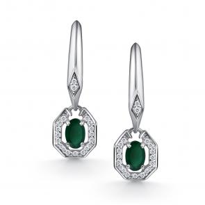 Серебряные серьги АЛЬКОР с фианитом и агатом 02-4849/00АГ-00 фото