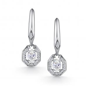 Серебряные серьги АЛЬКОР с фианитом и горным хрусталём 02-4849/00ГХ-00 фото