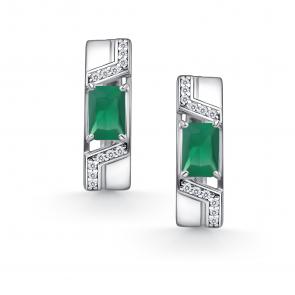 Серебряные серьги АЛЬКОР с фианитом и агатом 02-4850/00АГ-00 фото