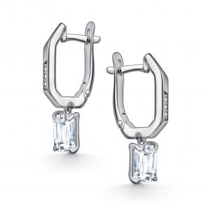 Серебряные серьги АЛЬКОР с фианитом и горным хрусталём 02-4851/00ГХ-00 фото