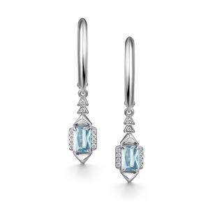 Серебряные серьги АЛЬКОР с топазом и фианитом 02-4853/00ТБ-00 фото