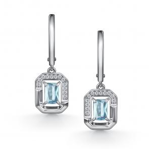 Серебряные серьги АЛЬКОР с топазом и фианитом 02-4854/00ТБ-00 фото